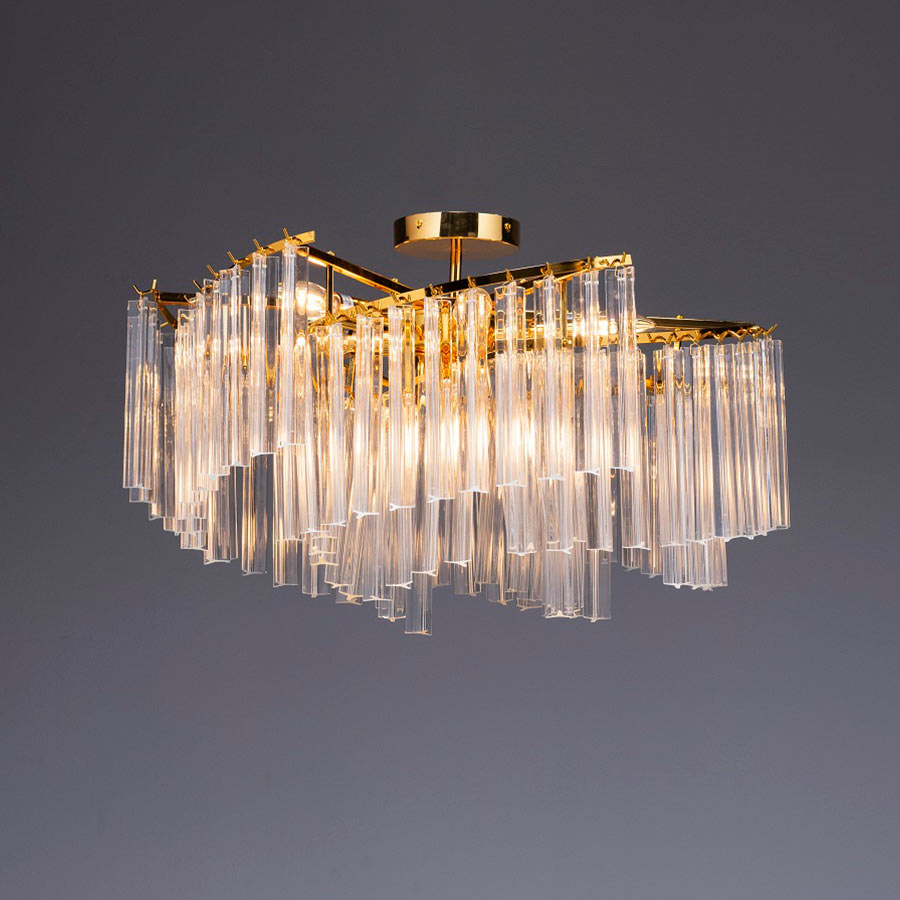 Lámpara de tumbado 9xE14 Yelena gold de cristal