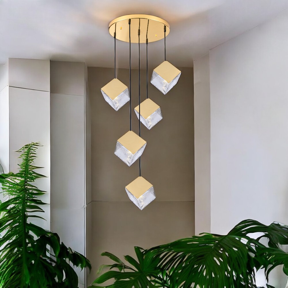 Lámpara colgante 5xG9 Ethan dorado