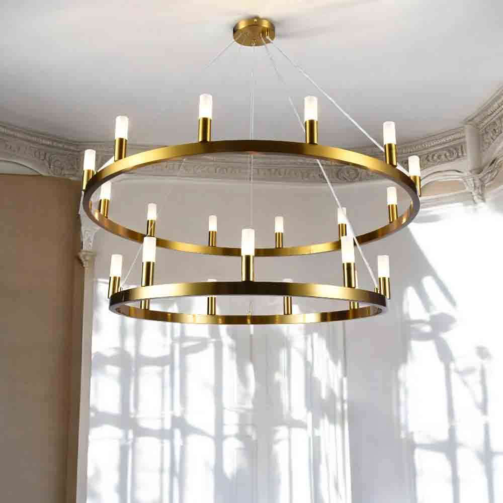 Lámpara colgante 21xG9 Praga brass tulipas vidrio clear