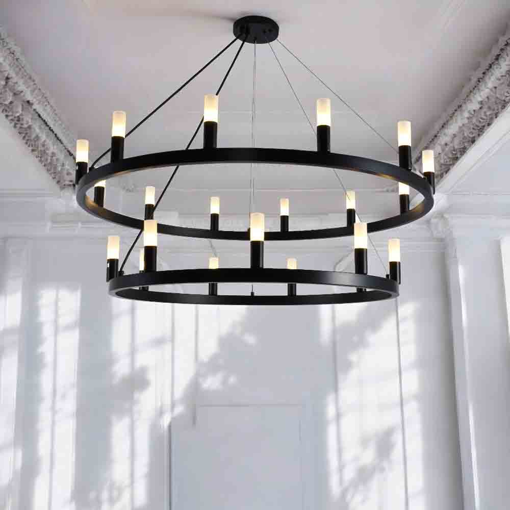 Lámpara colgante 21xG9 Praga negro tulipas vidrio clear