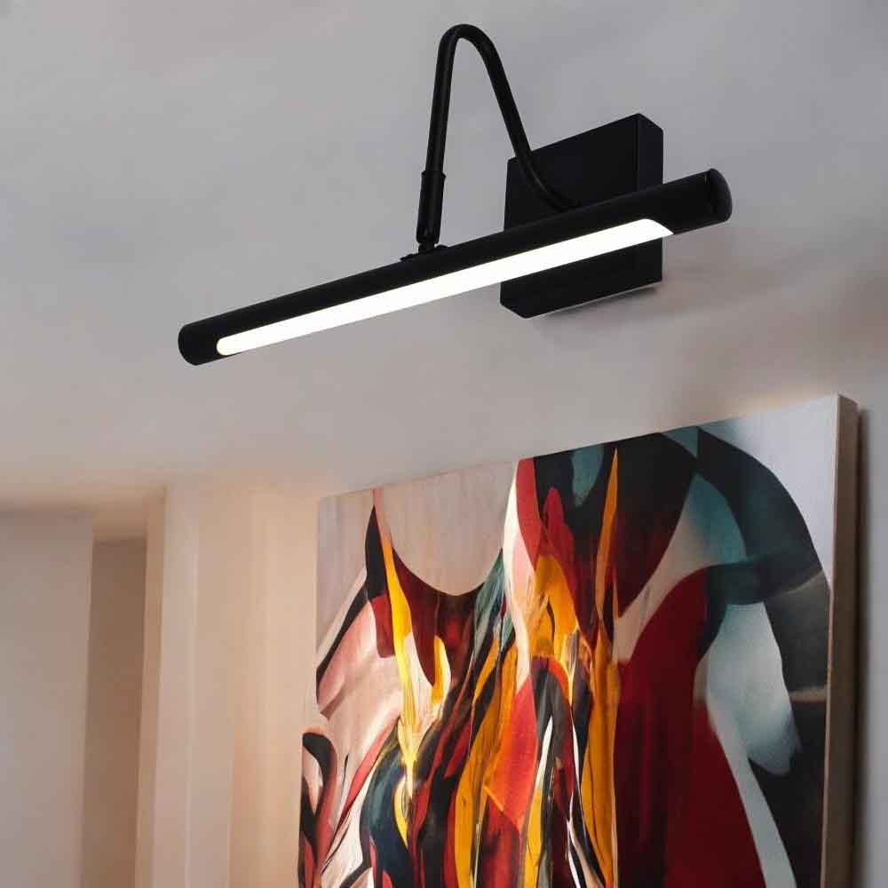 Aplique led de pared para cuadros Polino 36 black luz cálida