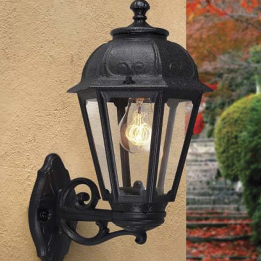 Farol de pared E27 Saba negro IP55