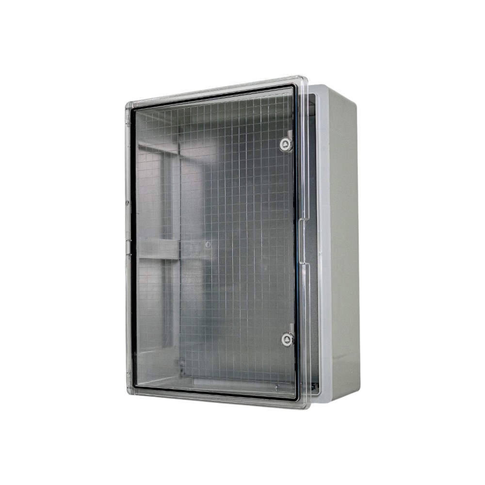 GABINETE DE PLASTICO HB ABS C/PUERTA TRANSPARENTE 600X400X200 IP65 IK10 RAL7035 -40°C/+70°C
