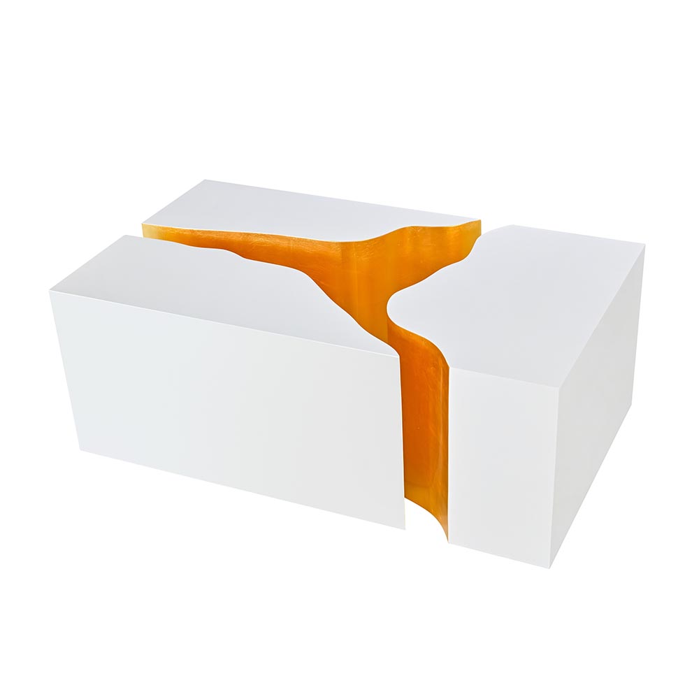 Mesa de centro rectangular efecto agrietado Lena white