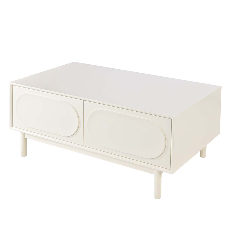 Mesa de centro rectangular Ari white con cajones