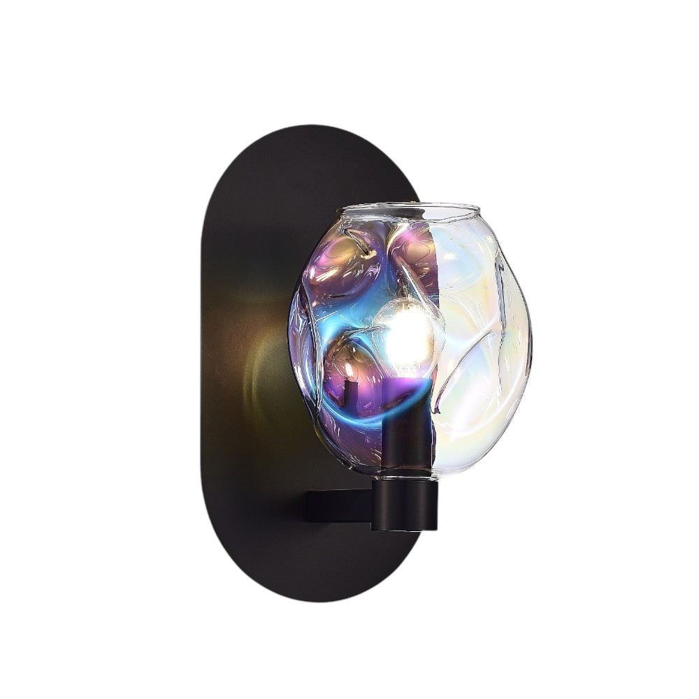 Aplique de pared E14 Hallie black vidrio iridiscente