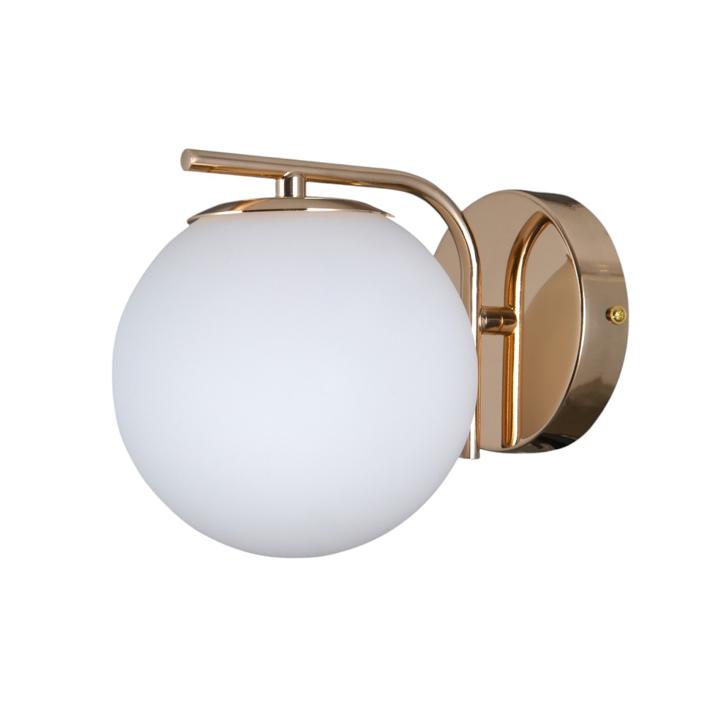 Aplique de pared E27 Freud dorado tulipa vidrio opal