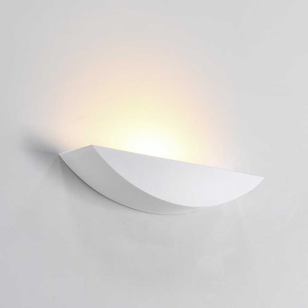 Lámpara de pared E14 Half Moon de gypsum blanco