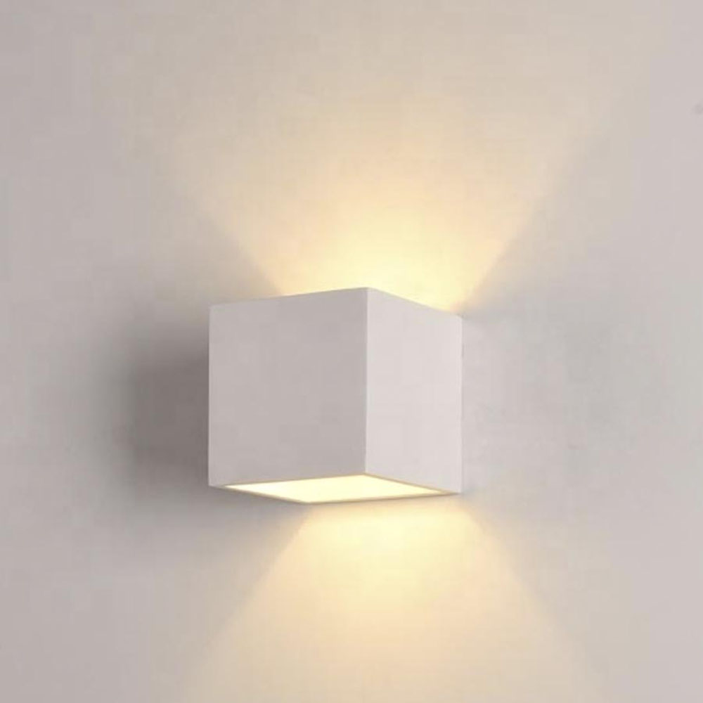 Lámpara de pared de gypsum Cube para foco G9