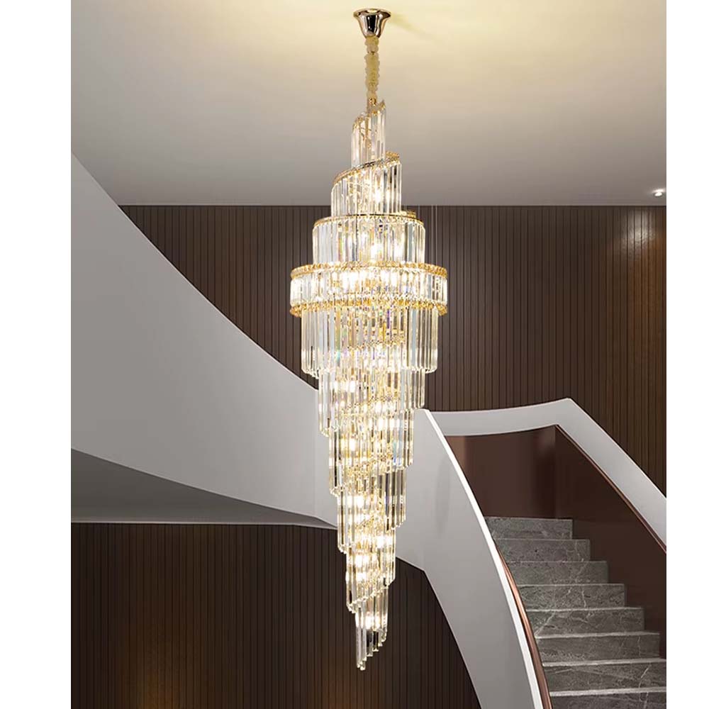 Lámpara doble altura Emporium 300 dorada de cristal K9