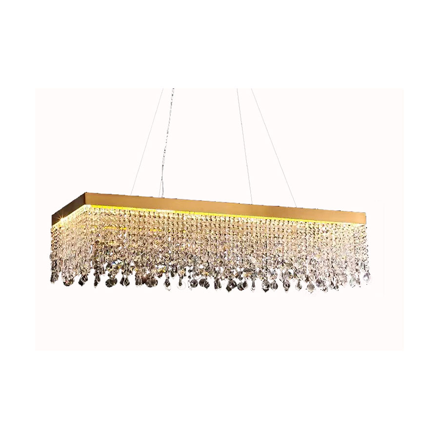 Lámpara led colgante Leah 100 acero dorado y cristales