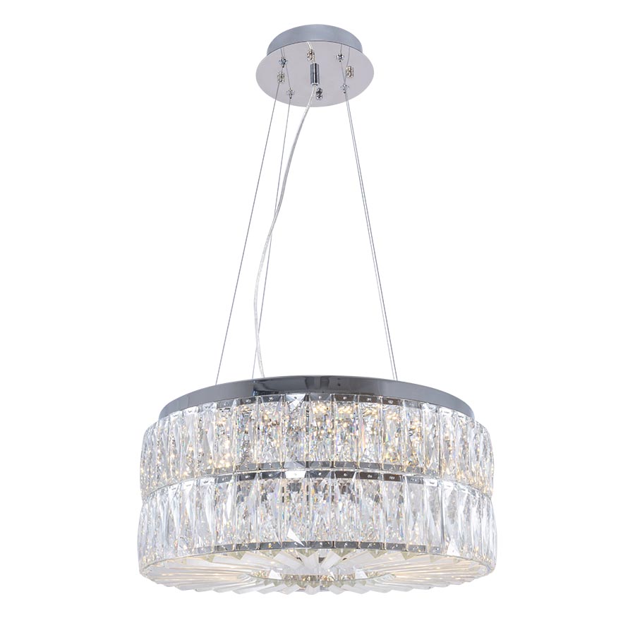 Lámpara LED colgante Alay cromada cristal luz cálida 48W