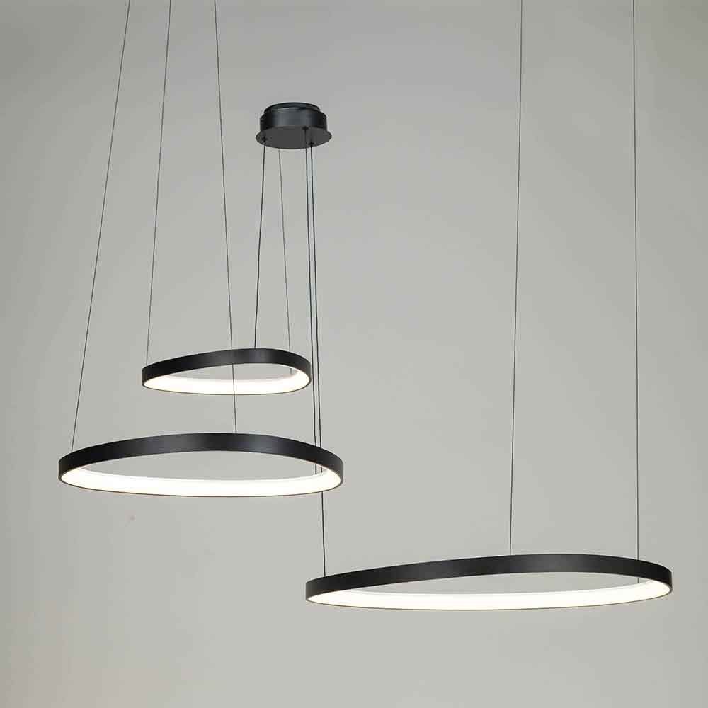 Lámpara LED colgante Kanae black con luz cálida 72W