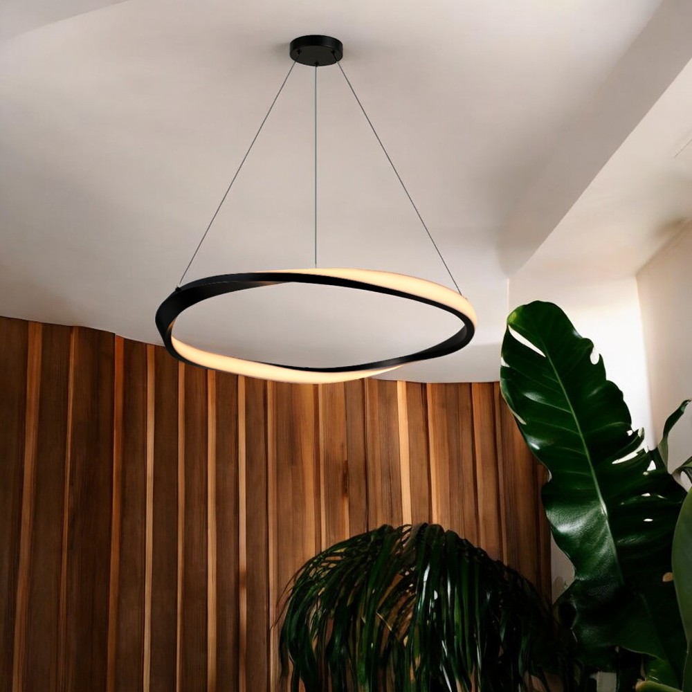 Lámpara LED colgante Kazuki 60 black con luz cálida 30W