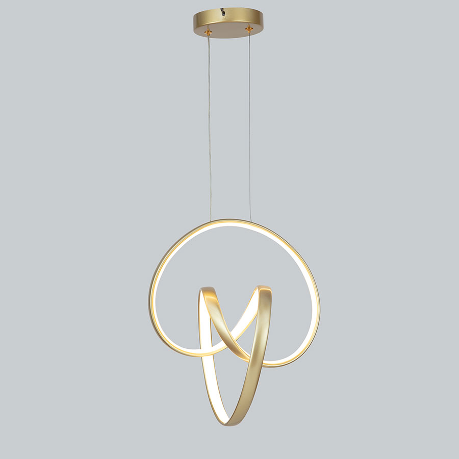 lampara led colgante dinamo metal dorado luz cálida