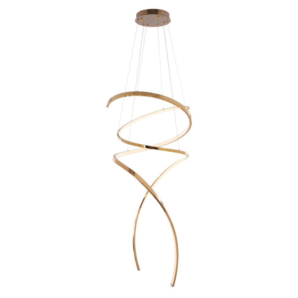 LAMPARA COLGANTE LED ARTUR DE ACERO DORADO 3TONS 80W 60X150 CM