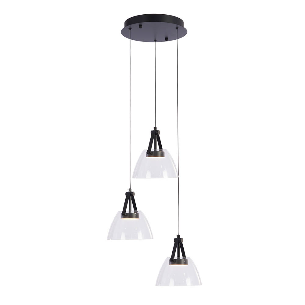 Lámpara led colgante redonda Moritz smoke 21W con luz calida