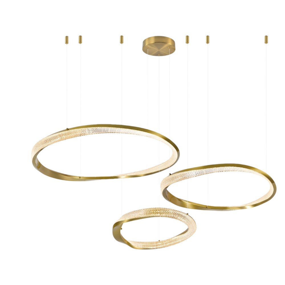 Lámpara LED colgante Zion gold con luz cálida 78W