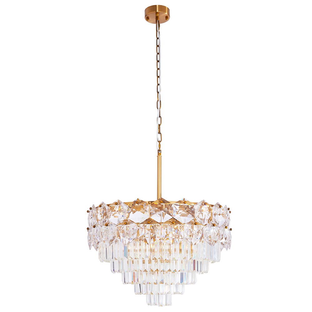 Lámpara colgante 9xE14 Chiara brass de cristal