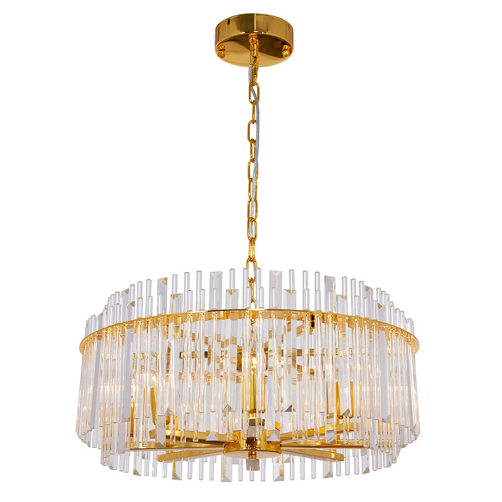 Chandelier circular 8xE14 Emily gold de cristal