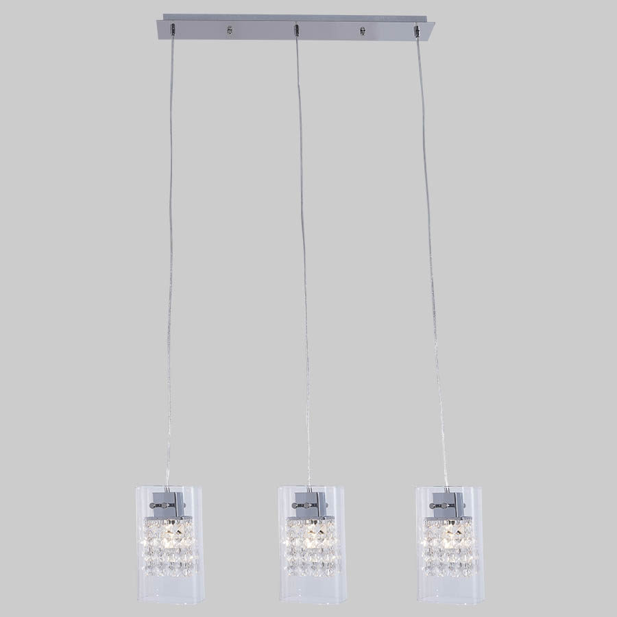Lámpara colgante 3xE14 Wren cromada/cristal